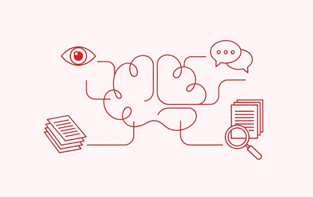 多様なAI領域を網羅する幅広く深い技術力を示すアイコン