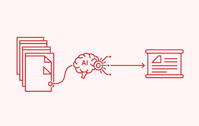 社内文書を元にした提案スライドの自動生成を示すアイコン
