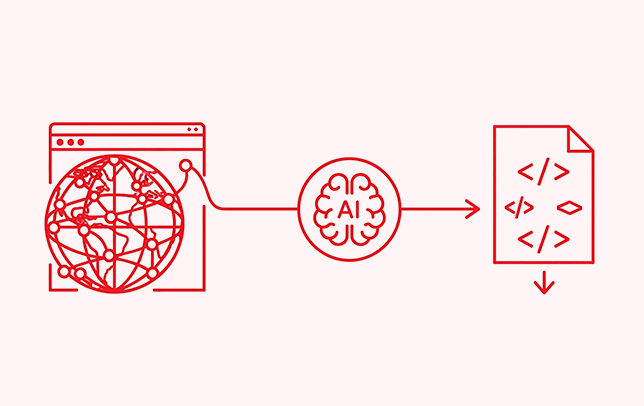Webサイトのデータ収集をプログラムの自動生成示すアイコン