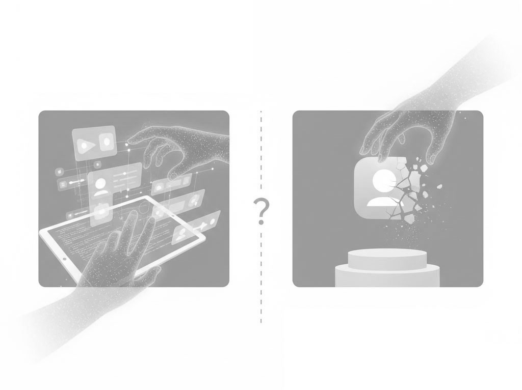 AIの速さとユーザー価値の対比を表現したイメージ